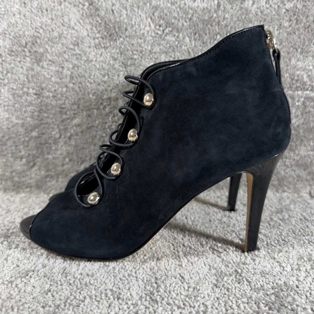 White House Black Market Peyton Military Shootie Suede Peep Toe Heels Womens 7M